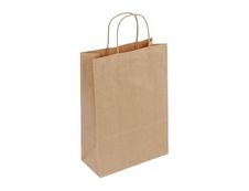 50 Sacs cadeau kraft - poignées torsadées - 14 cm x 8 cm x 21 cm - brun