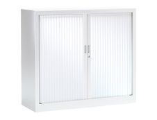 Armoire basse monobloc à rideaux GENERIC - 100 x 120 x 43 cm - blanc