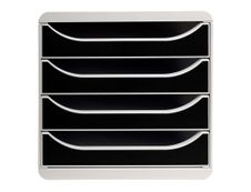 Exacompta BigBox - Module de classement 4 tiroirs - gris/noir