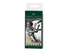 Faber-Castell PITT Artist Pen - Lot de 6 feutres noir - différentes pointes