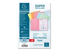 Exacompta Super 60 - 30 Sous-chemises - 60 gr - pour 100 feuilles - couleurs pastels assorties