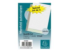 Exacompta - 5 Manifolds quadrillés 5x5 - 50 dupli - 14,8 x 10,5 cm