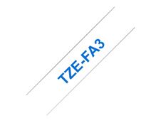 Brother TZeFA3 - Ruban d'étiquettes textile auto-adhésives - 1 rouleau (12 mm x 3 m) - fond blanc écriture bleu