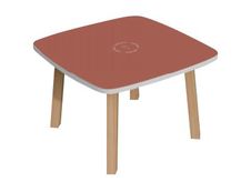Table basse WOODY - L60 x H40 x P60 cm - plateau rouge