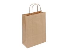 50 Sacs cadeau kraft - poignées torsadées - 18 cm x 8 cm x 22 cm - brun