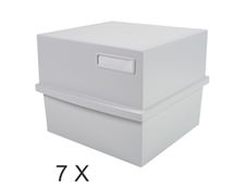 Exacompta - 6 Boîtes à fiches avec 1 intercalaire - A5 - pour 600 cartes - gris lumière