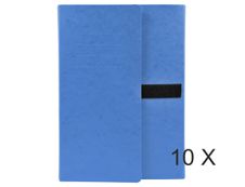 Exacompta - 10 Chemises extensibles 3 rabats à sangle - bleu