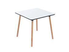 Table de restauration carré PALOMBA - L80 x P80 x H75 cm - pieds hêtre - plateau blanc
