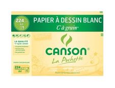 Canson C à grain - Pochette papier à dessin - 12 feuilles - A4 - 224 gr - blanc