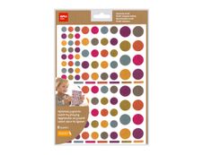 Apli Kids - 624 Gommettes kraft - couleurs assorties : jaune, violet, rouge, bleu clair, vert clair, gris-bleu, fuchsia (6 feuilles)