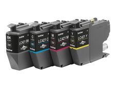 Brother LC421 - pack de 4 - noir, jaune, cyan, magenta - cartouche d'encre originale