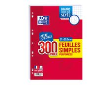 Oxford - 300 feuilles simples A4 sous film - grands carreaux (Seyes) - perforées