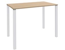 Table Lounge 4 pieds - L120xH105xP80 cm - Pied blanc - plateau imitation chêne clair