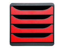 Exacompta BigBox - Module de classement 4 tiroirs - noir/rouge carmin