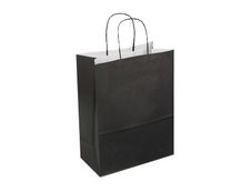 50 Sacs cadeau kraft - poignées torsadées - 22 cm x 12 cm x 31 cm - noir