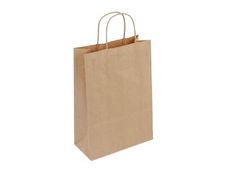 50 Sacs cadeau kraft - poignées torsadées - 22 cm x 10 cm x 30,5 cm - brun