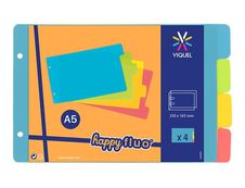 Viquel Happy Fluo - Intercalaire 4 positions - pour fiches Bristol 14,5 x 22,5 cm