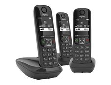 Gigaset AS690A Trio - téléphone sans fil + 2 combinés supplémentaires - avec répondeur - noir