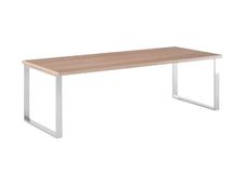 Bureau Manager FLORA - L210 x P90 cm - pieds cadre en métal effet chromé - plateau imitation merisier arabis