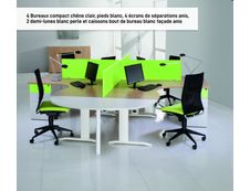 Bureau compact à gauche IDRA - L160 cm - Pieds alu - plateau imitation Chêne clair (Pieds de renfort obligatoire à rajouter - non inclus)