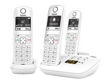 Gigaset AS690A Trio - téléphone sans fil + 2 combinés supplémentaires - avec répondeur - blanc