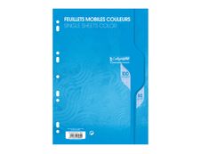 Calligraphe - 100 feuilles simples A4 - grands carreaux (Seyes) - perforées - bleu