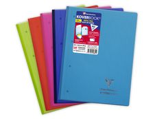 Clairefontaine Koverbook - Bloc de cours agrafé A4+ - 160 pages détachables perforées - petits carreaux (5x5 mm) - disponible dans différentes couleurs