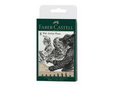Faber Castell PITT Artist Pen - Pack de 8 stylo pinceau, feutre fin et jeu de marqueurs - noir