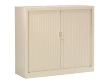 Armoire basse monobloc à rideaux GENERIC - 100 x 120 x 43 cm - beige