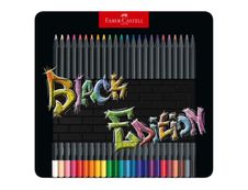 Faber Castell Black Edition - 24 Crayons de couleur - couleurs brillantes assorties - boîte métal