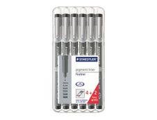 STAEDTLER pigment liner - 6 Feutres fins - noir - différentes tailles de pointes