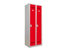 Vestiaire Industrie Propre - 2 portes - 180 x 60 x 50 cm - gris/rouge