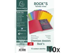 Exacompta Rock"s - 500 Chemises - 210 gr - couleurs assorties (10 paquets de 50 chemises)