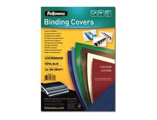 Fellowes - 100 couvertures à reliure A4 (21 x 29,7 cm) - carton grain cuir  250 g/m² - bleu royal