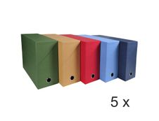 Exacompta - 5 Boîtes de transfert - dos 120 mm - toile couleurs assorties