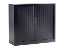 Armoire basse monobloc à rideaux GENERIC - 100 x 120 x 43 cm - noir