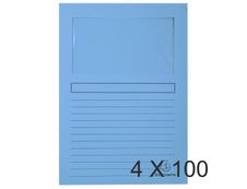 Exacompta Forever - 4 Paquets de 100 Chemises à fenêtre - 120 gr - bleu clair