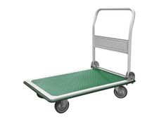 Chariot pliant - plateau vert - roues silencieuses - 300 kg