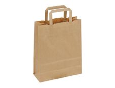 50 Sacs cadeau kraft - poignées plates - 22 cm x 10 cm x 29 cm - brun