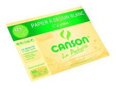 Canson C à grain - Pochette papier à dessin - 12 feuilles - 24 x 32 cm - 125 gr - blanc