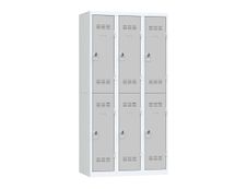 Vestiaire multicases - 3 colonnes - 6 portes - 180 x 90 x 50 cm - gris/gris
