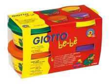 GIOTTO be-bè - pâte à modeler - 4 pots Jaune, Orange, Vert, Violet -100gr