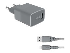 Force Power - chargeur secteur pour smartphone + câble USB A/Lightning - gris