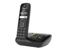 Gigaset AS690A Four - téléphone sans fil + 3 combinés supplémentaires - avec répondeur - noir