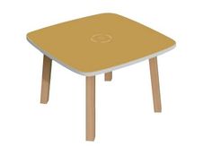 Table basse WOODY - L60 x H40 x P60 cm - plateau jaune