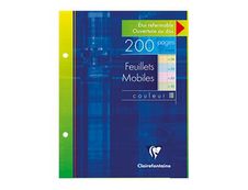 Clairefontaine - 200 feuilles simples 17x22 cm - grands carreaux (Seyes) - perforées - coloris assortis