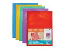 Oxford - 10 Pochettes coin - A4 - pour 25 feuilles - 15/100 - assorties transparents