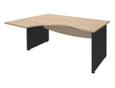 Bureau compact à gauche DUAL - L160 cm - Pieds Anthracite - plateau imitation Chêne clair (Pieds de renfort obligatoire à rajouter - non inclus)