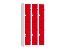 Vestiaire multicases - 3 colonnes - 6 portes - 180 x 90 x 50 cm - gris/rouge