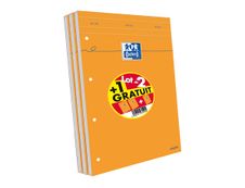 Oxford - Pack de 3 Blocs notes - A4 + - 160 pages - grands carreaux - perforés